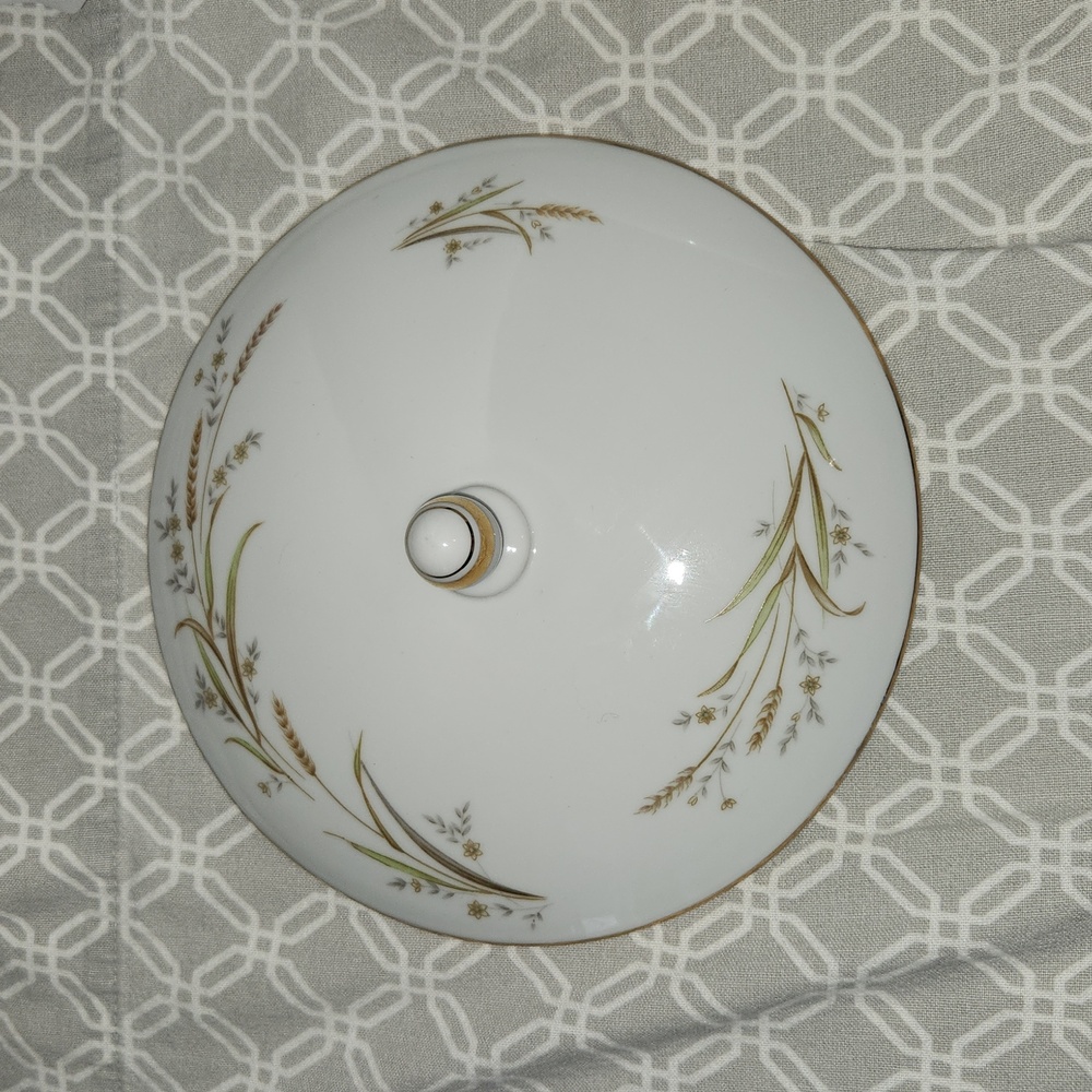 Golden Harvest Fine China Japan Wheat Soup Tureen Lidded Dish  Appx 9 x 3.5"